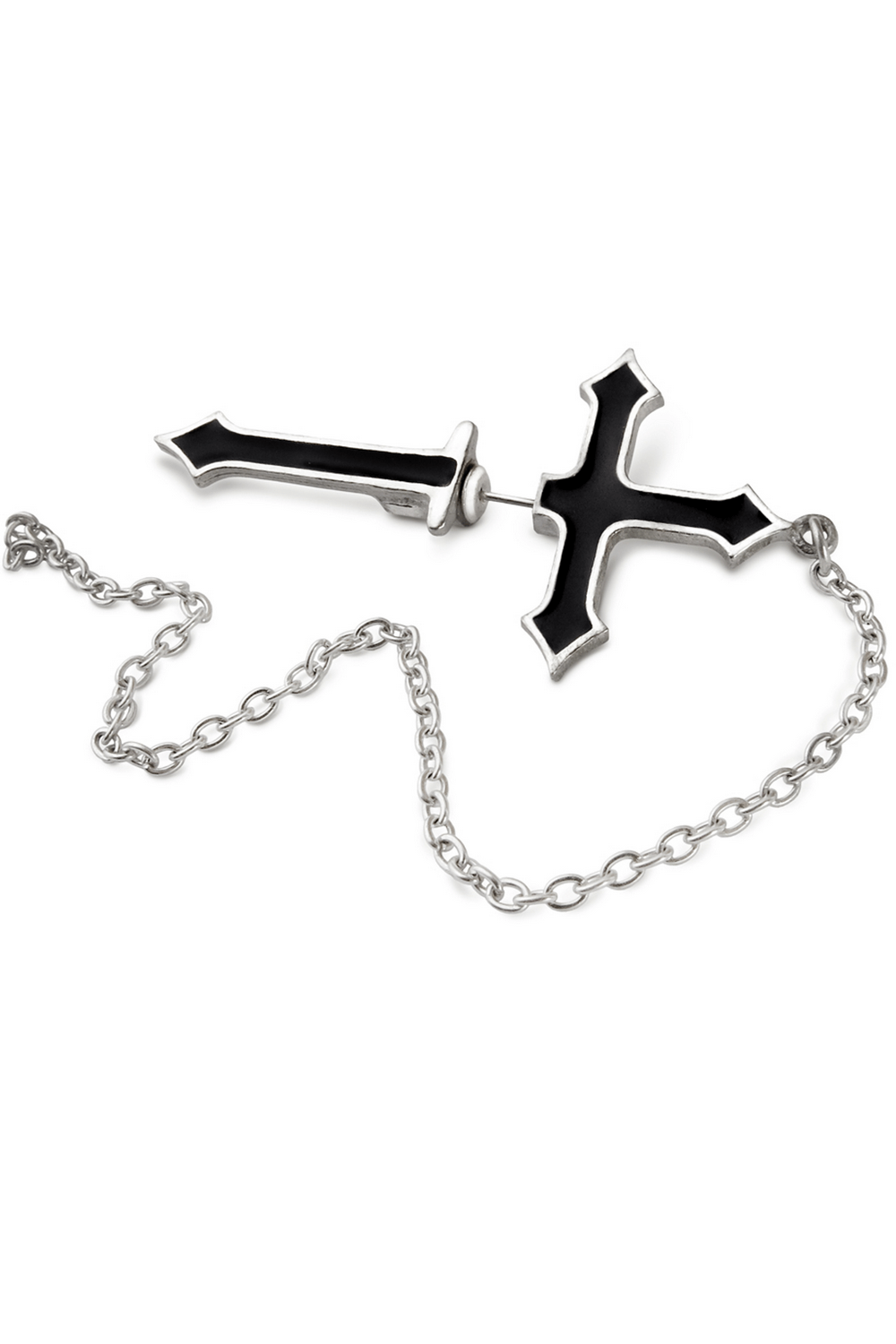 Impalare Cross Earring with Safety Chain - Gothic Style