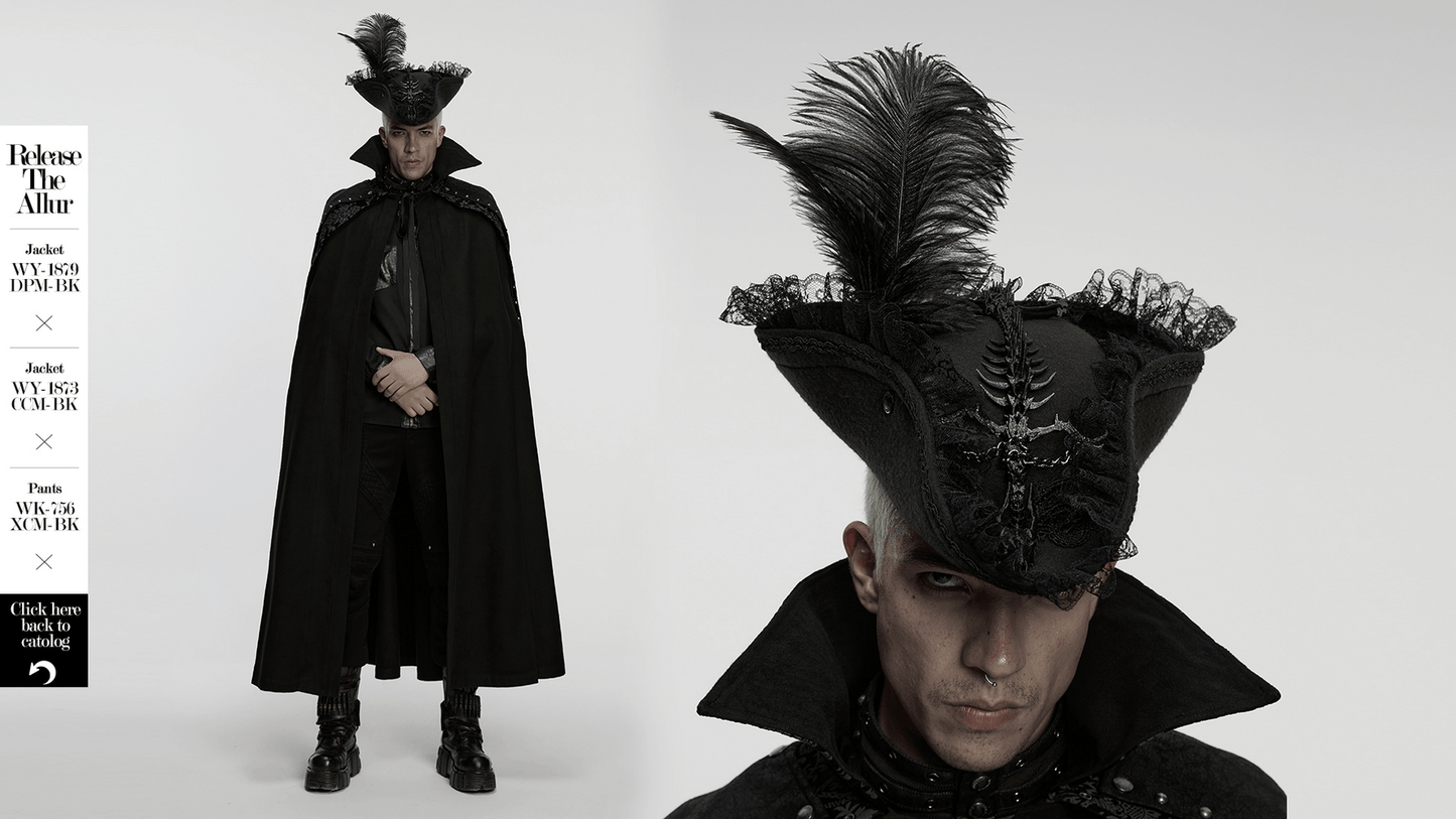 Imprisoned Beast Bone Pirate Hat with Gothic Lace Details
