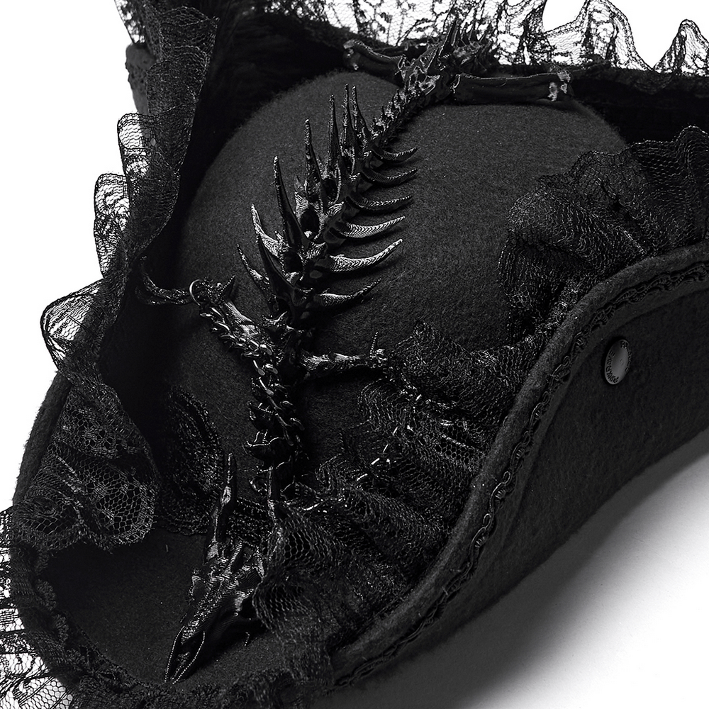 Imprisoned Beast Bone Pirate Hat with Gothic Lace Details