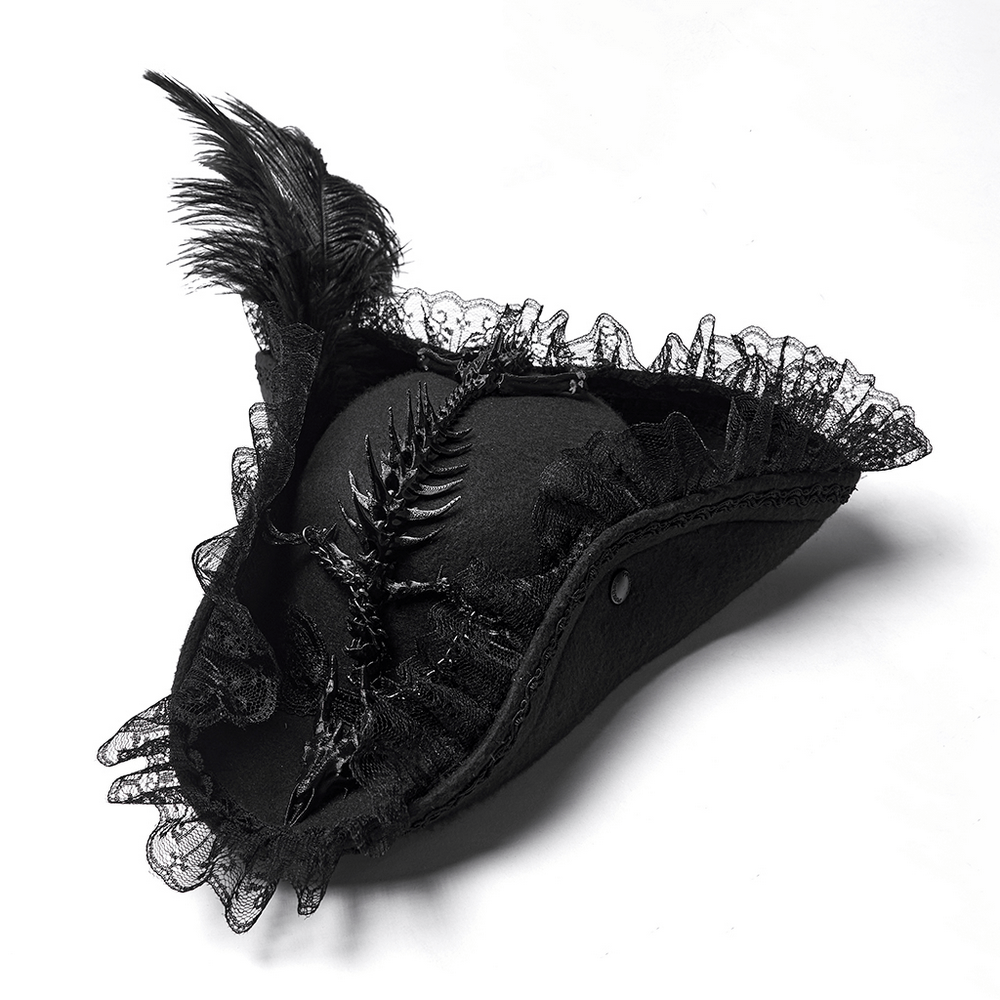 Imprisoned Beast Bone Pirate Hat with Gothic Lace Details