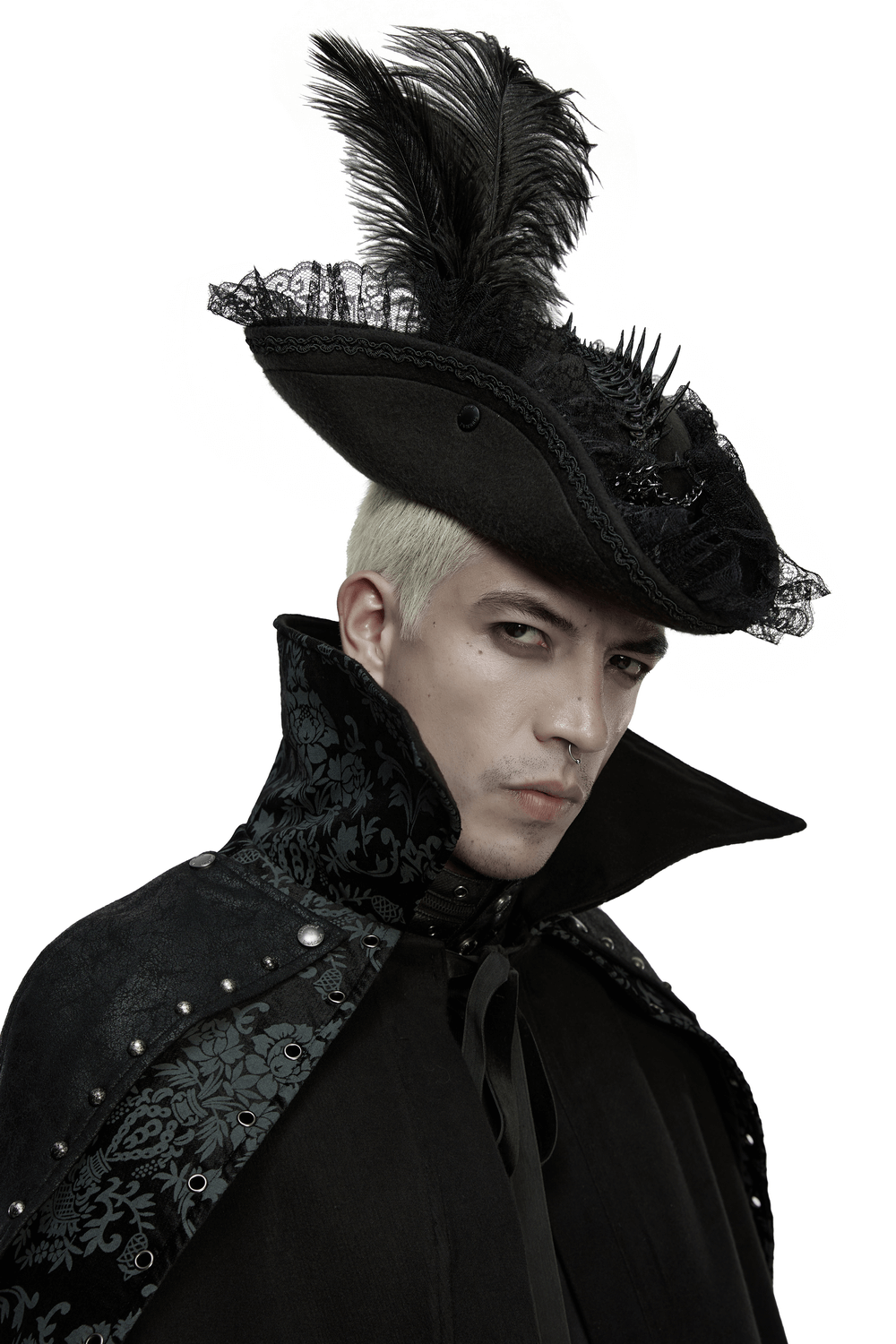 Imprisoned Beast Bone Pirate Hat with Gothic Lace Details