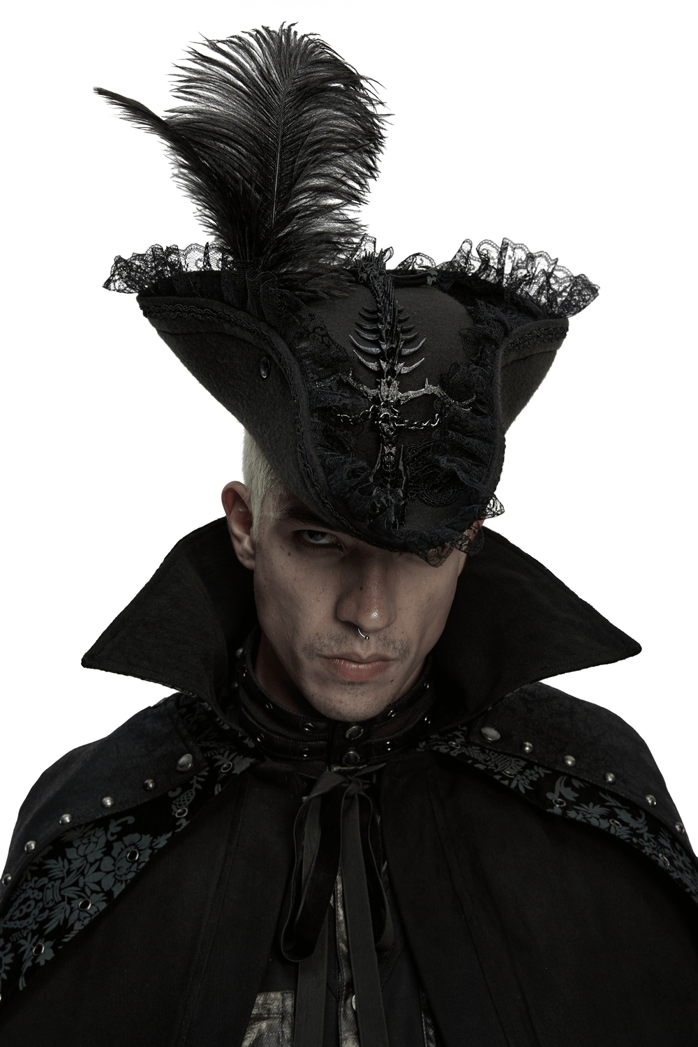 Imprisoned Beast Bone Pirate Hat with Gothic Lace Details