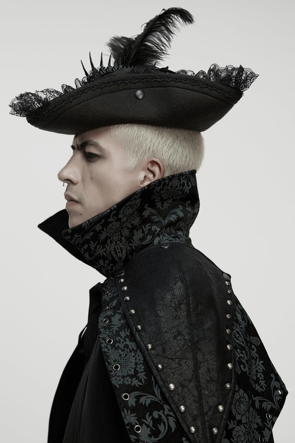 Imprisoned Beast Bone Pirate Hat with Gothic Lace Details