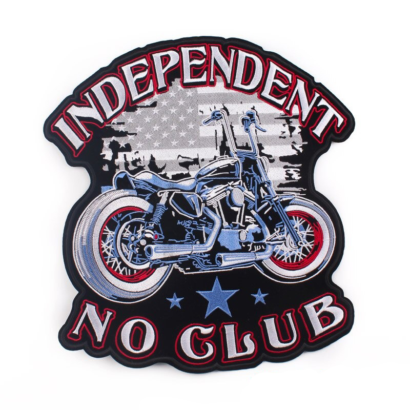 Independent-No Club Print Iron-On Patch For Jackets / Large Embroidered Biker Patches For Clothes