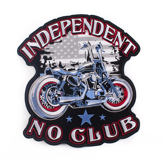 Independent-No Club Print Iron-On Patch For Jackets / Large Embroidered Biker Patches For Clothes