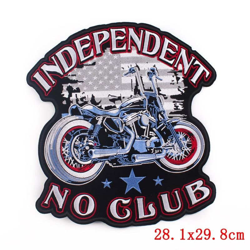 Independent-No Club Print Iron-On Patch For Jackets / Large Embroidered Biker Patches For Clothes