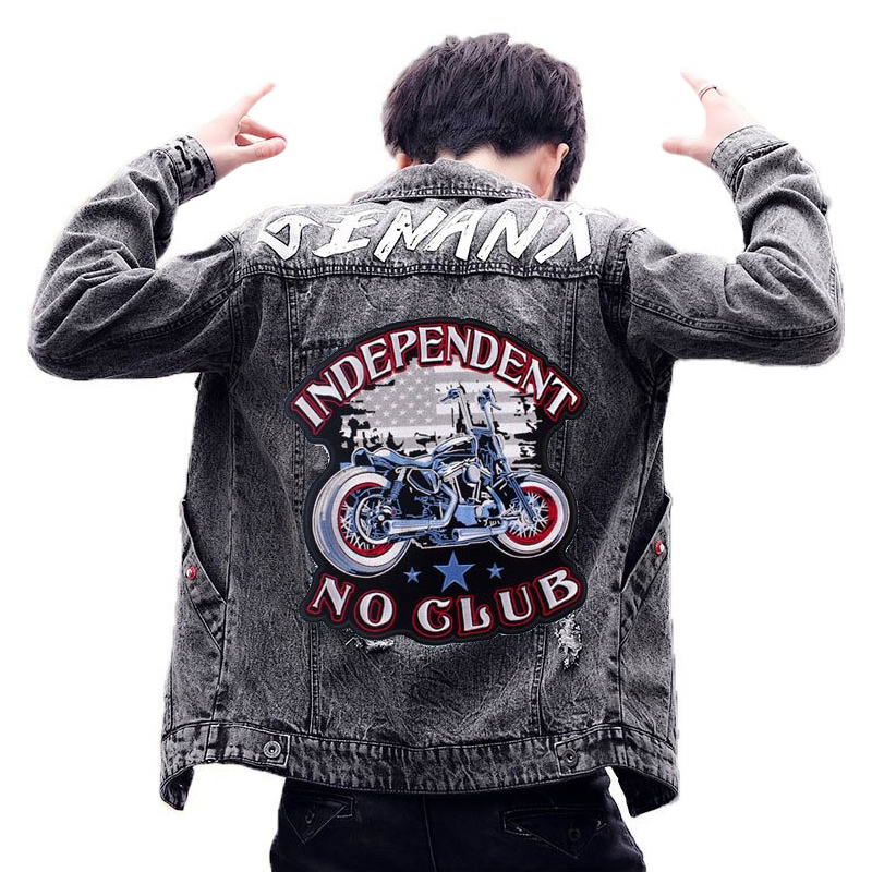 Independent-No Club Print Iron-On Patch For Jackets / Large Embroidered Biker Patches For Clothes