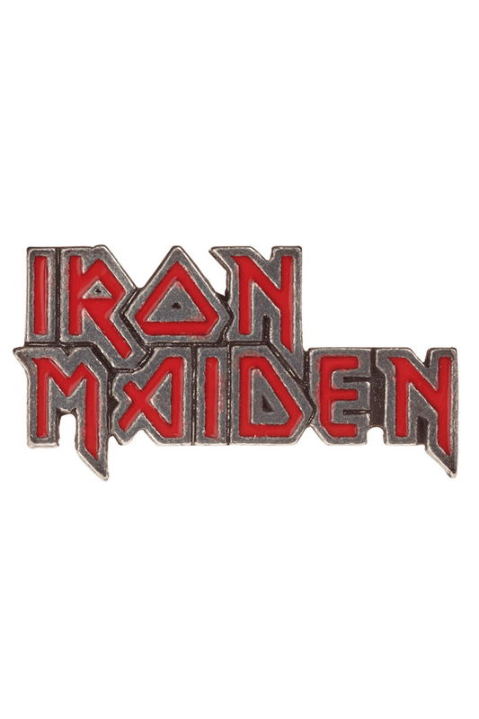 Iron Maiden Logo Pin Badge Antiqued Pewter Enamel