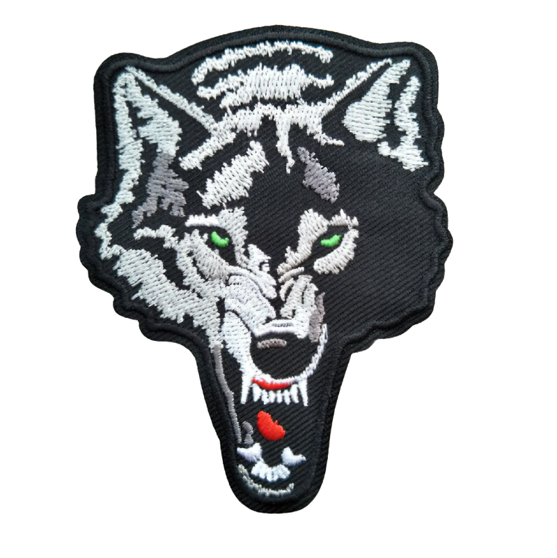 Iron-On Patch Of Angry Green-eyed Wolf Print / Embroidery Accessories For Clothes