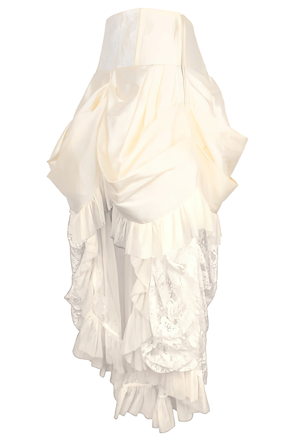 Ivory Victorian Bustle Skirt with Lace and Taffeta