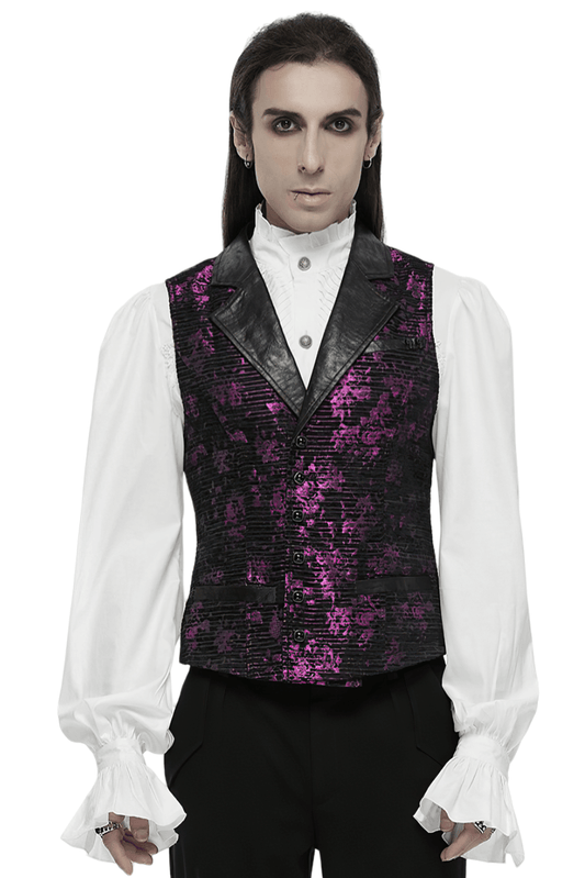 Jacquard Waistcoat with Leather Details and Gemstone Buckle