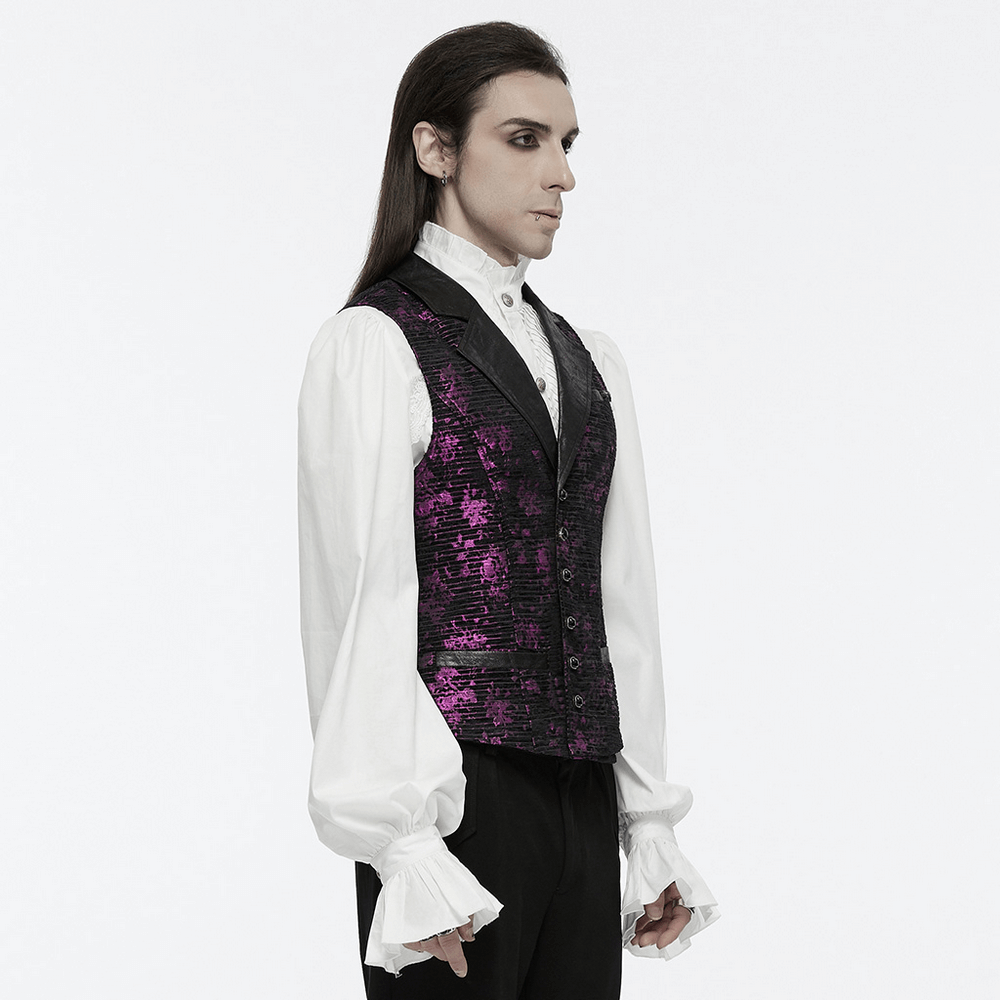 Jacquard Waistcoat with Leather Details and Gemstone Buckle