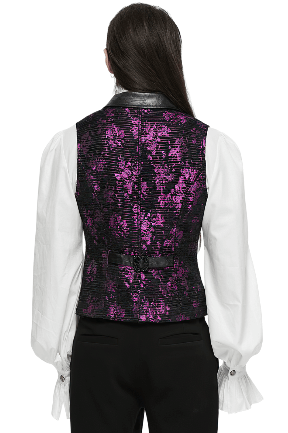 Jacquard Waistcoat with Leather Details and Gemstone Buckle