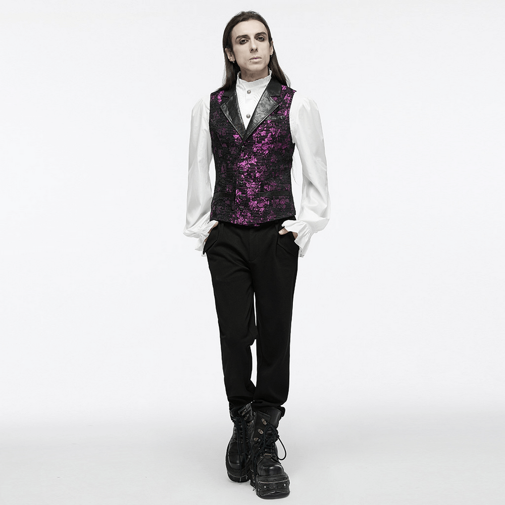 Jacquard Waistcoat with Leather Details and Gemstone Buckle