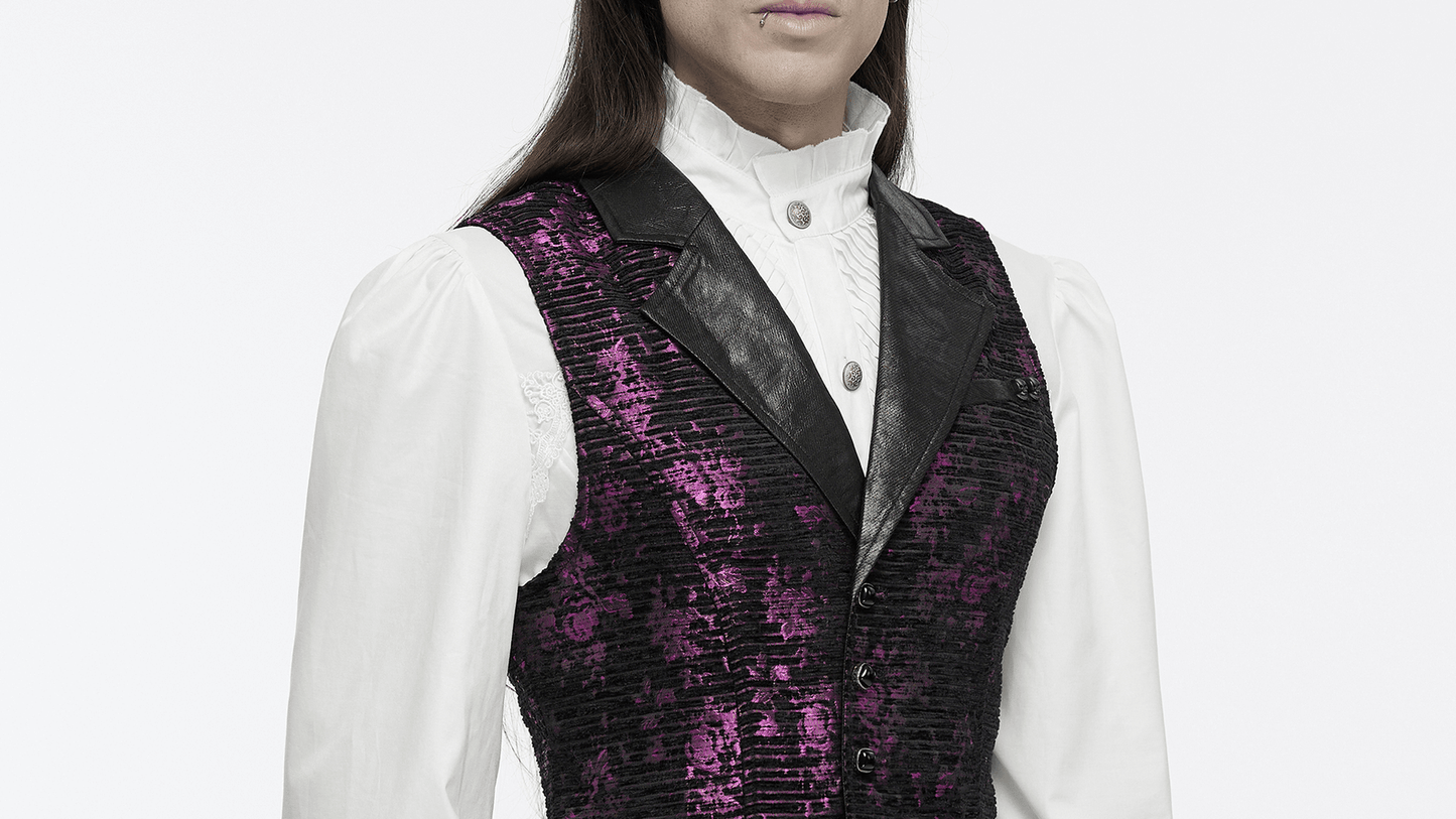 Jacquard Waistcoat with Leather Details and Gemstone Buckle
