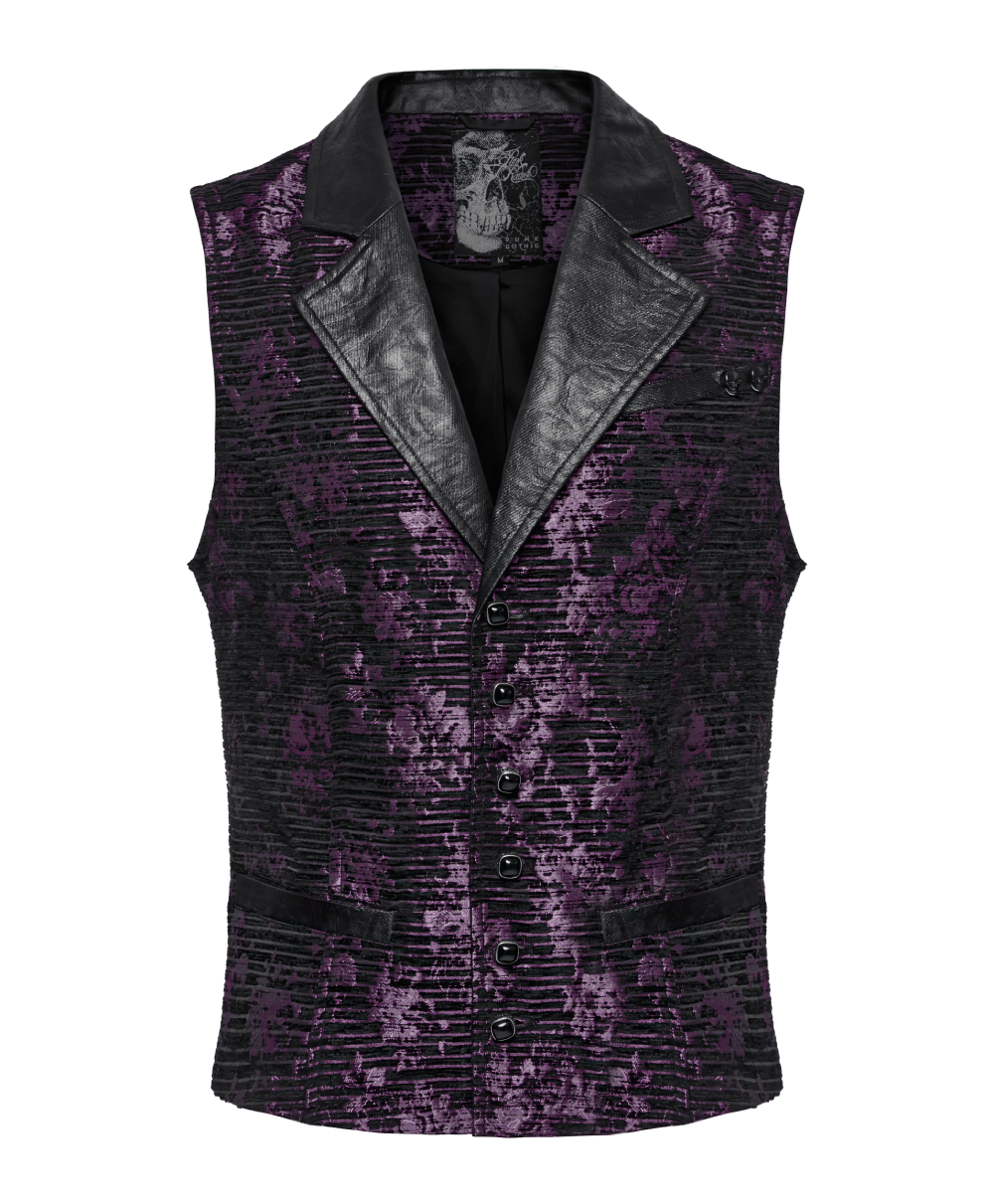 Jacquard Waistcoat with Leather Details and Gemstone Buckle