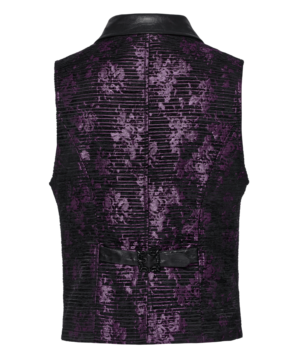 Jacquard Waistcoat with Leather Details and Gemstone Buckle