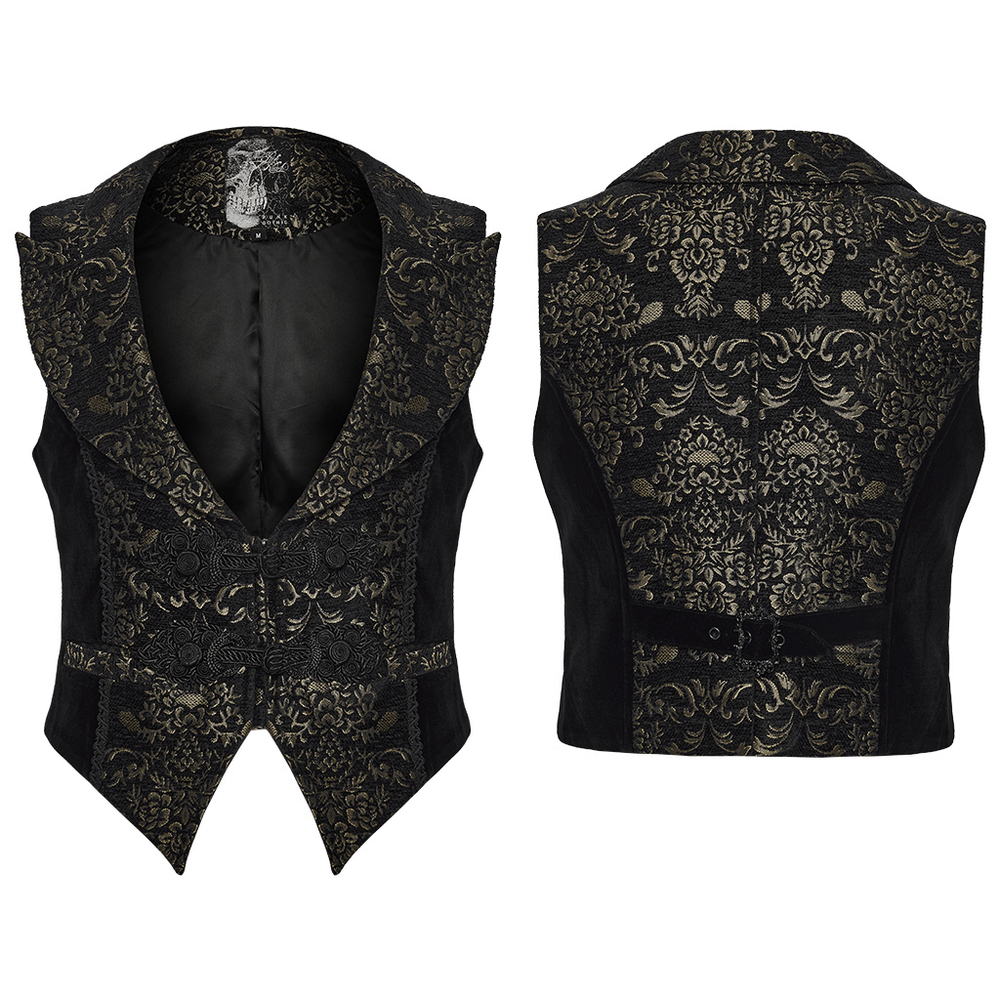 Jacquard Waistcoat with Vintage Buttons and Lace Details