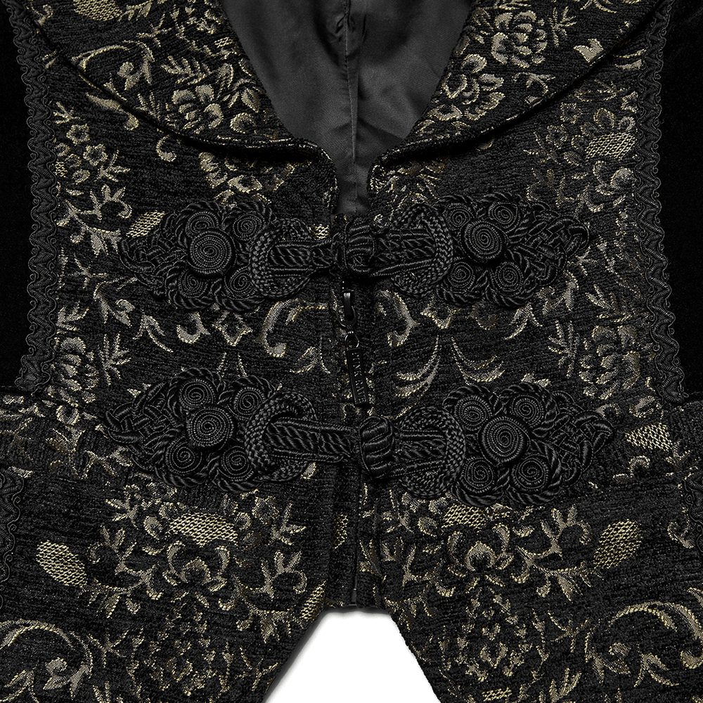 Jacquard Waistcoat with Vintage Buttons and Lace Details