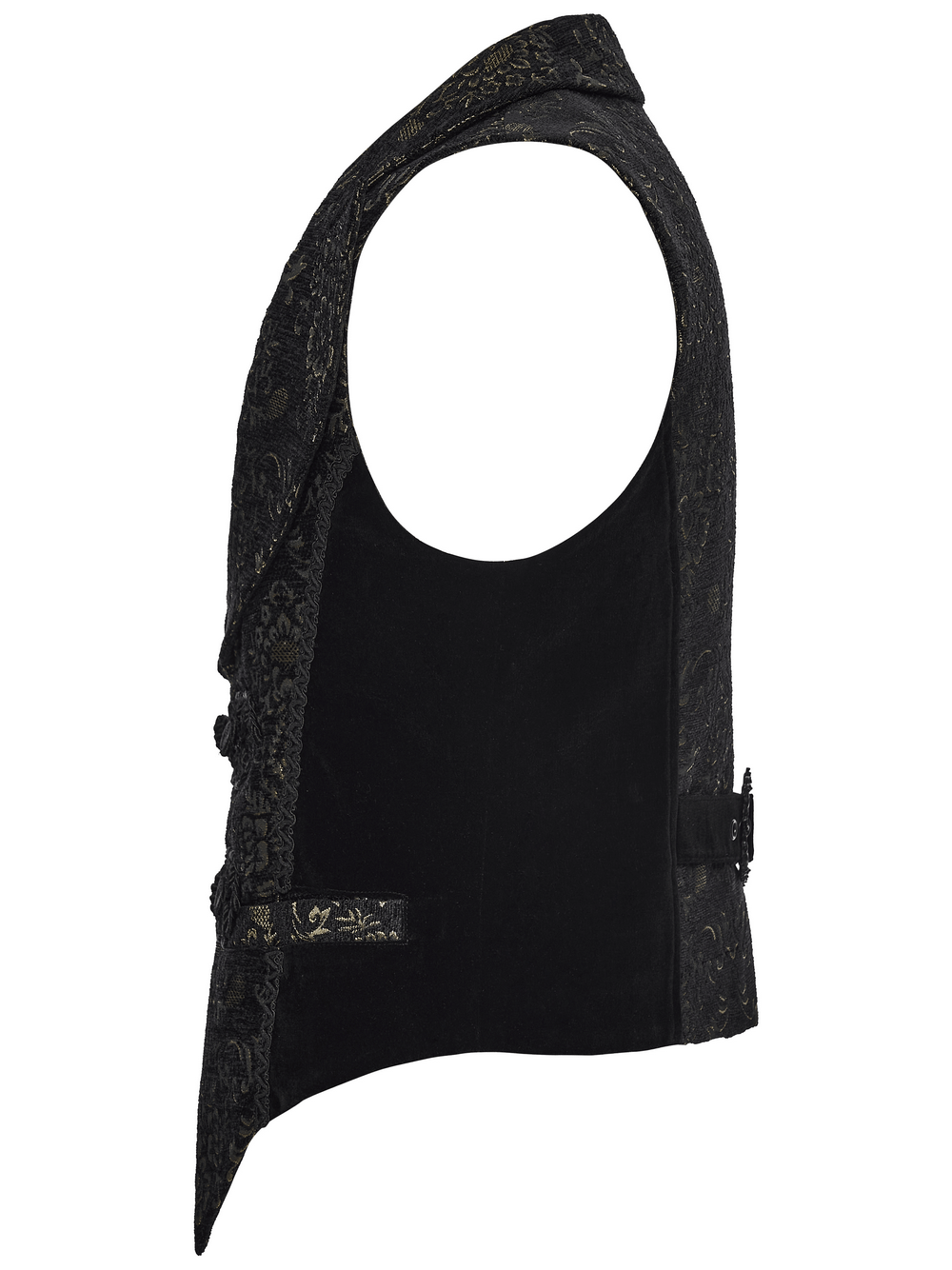 Jacquard Waistcoat with Vintage Buttons and Lace Details