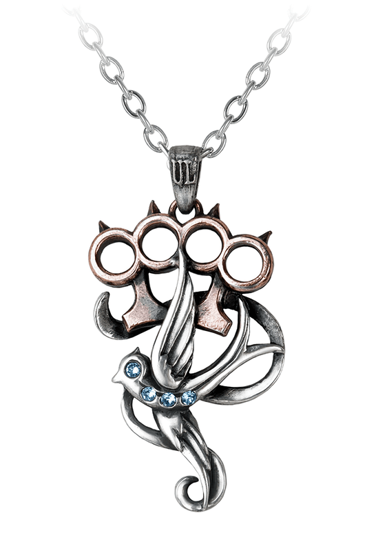 Knuckleduster with Swallow and Swarovski Crystals Pendant