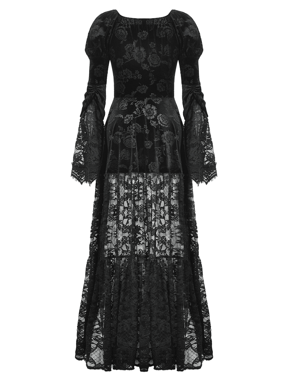 Lace Gothic Evening Long  Cape with Floral Accents