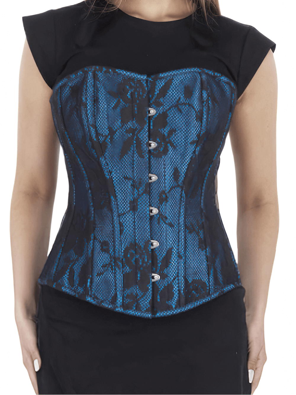 Lace Overbust Corset with Steel Boning and Busk Front