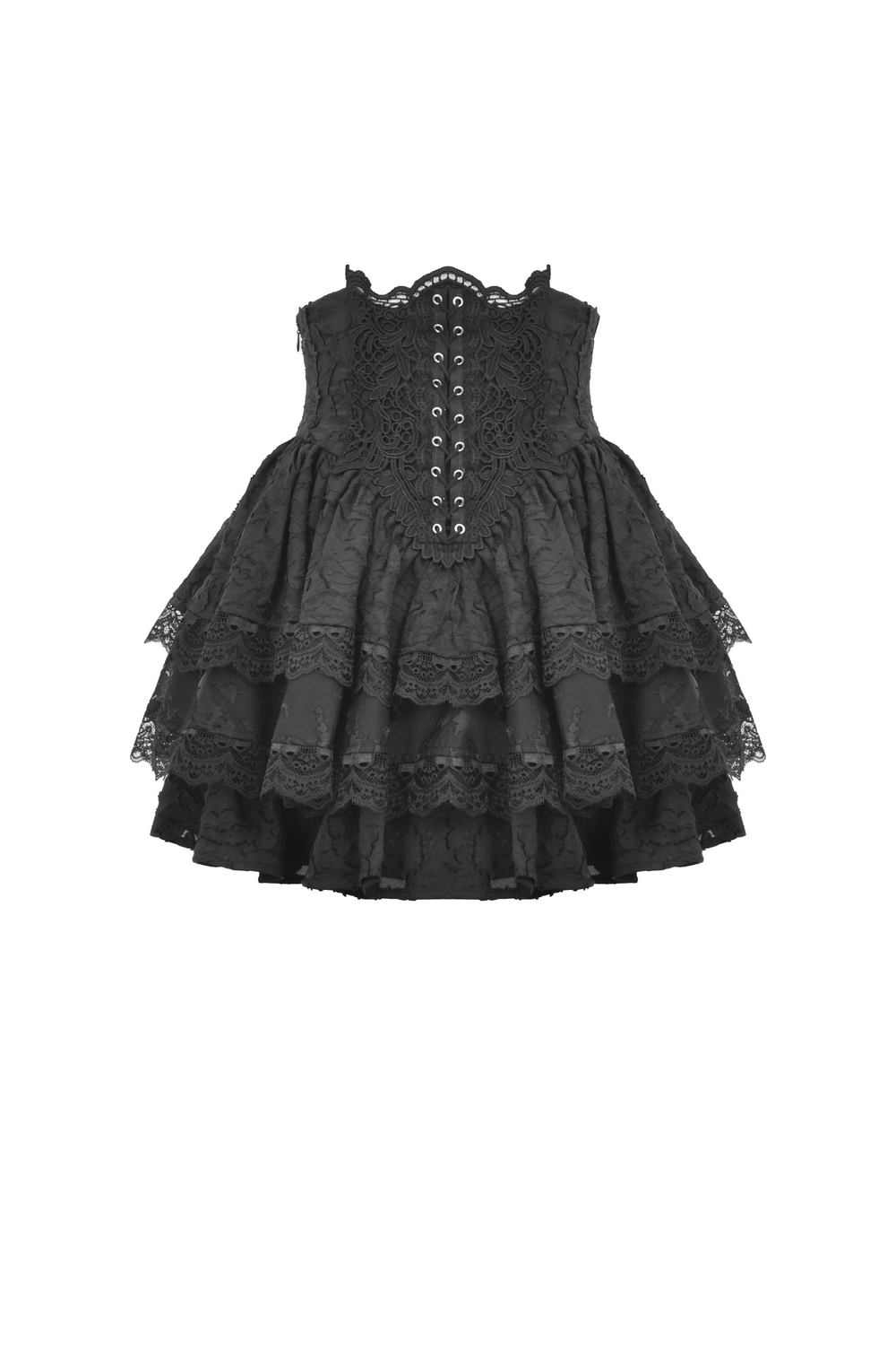 Lace Trim Gothic Layered Skirt with Buckle Detail
