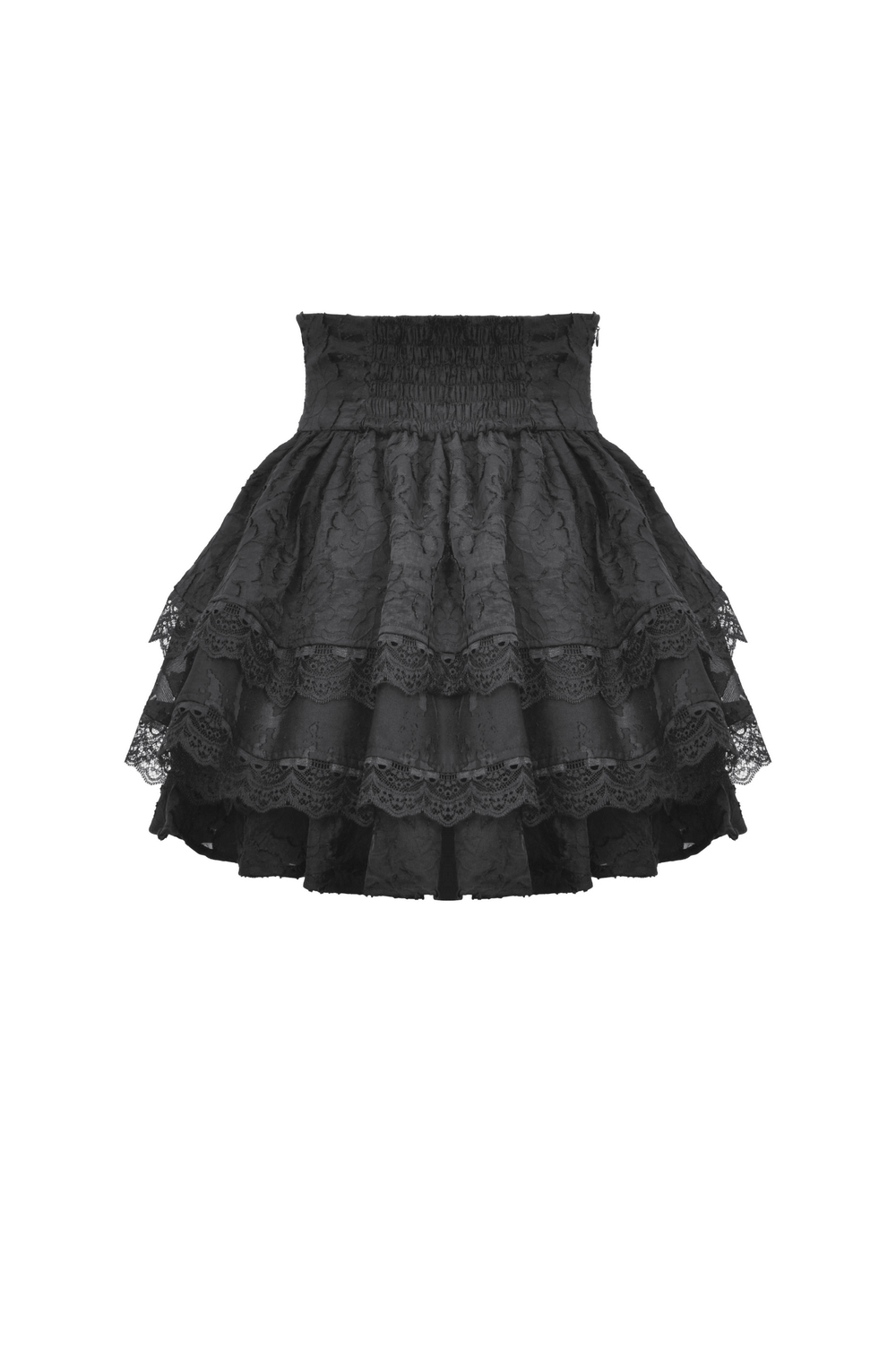 Lace Trim Gothic Layered Skirt with Buckle Detail