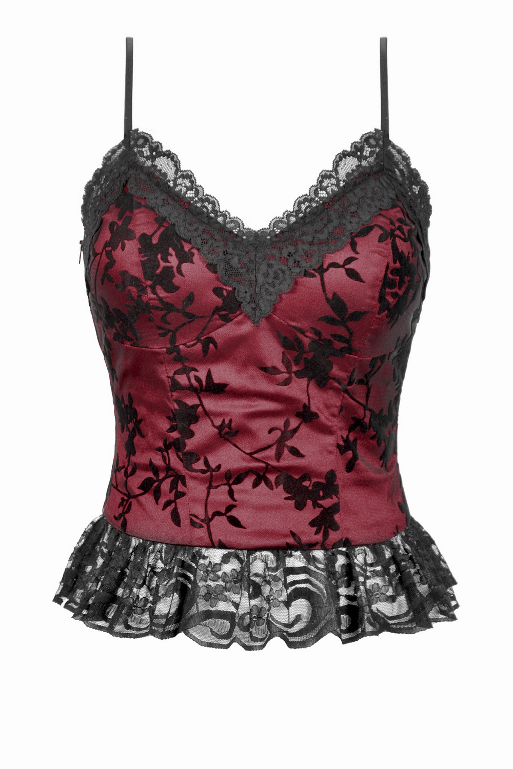 Lace-Trimmed Satin Corset Top with Floral Detail