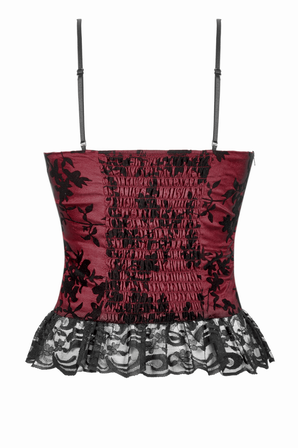 Lace-Trimmed Satin Corset Top with Floral Detail