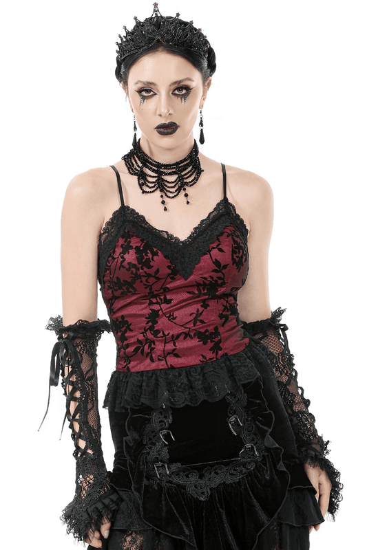 Lace-Trimmed Satin Corset Top with Floral Detail