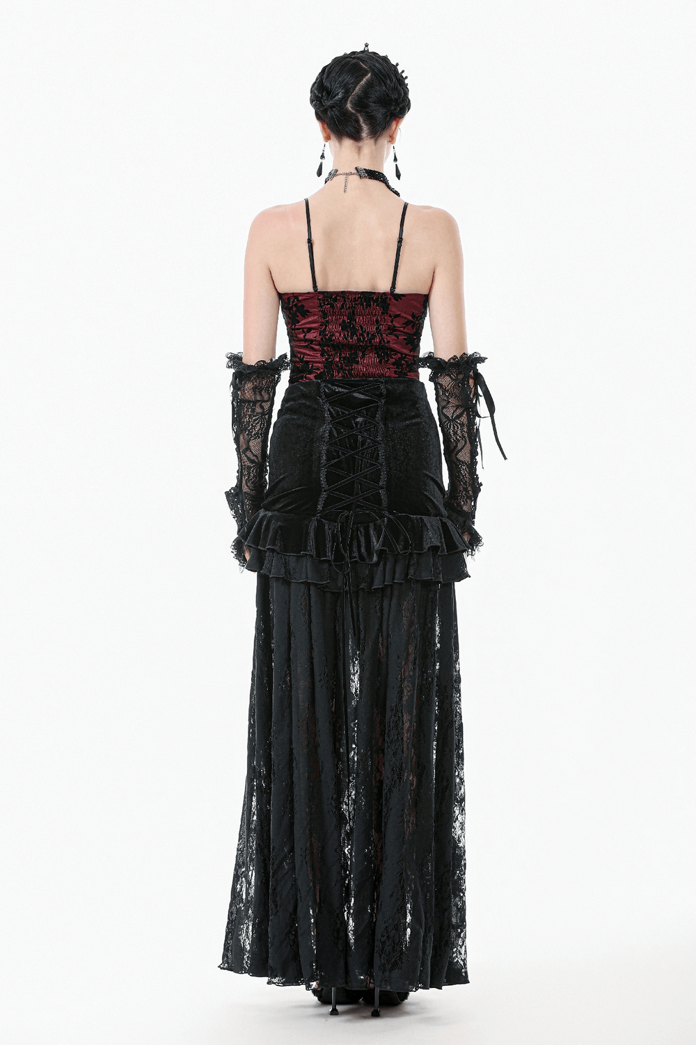 Lace-Trimmed Satin Corset Top with Floral Detail