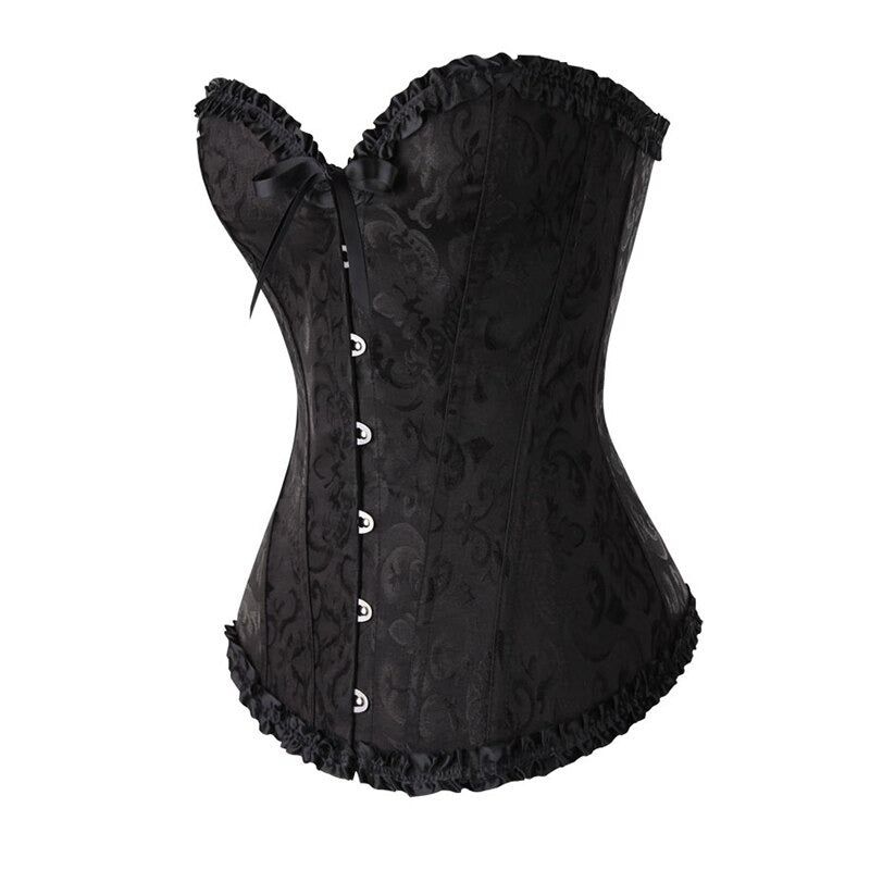 Lace-Up Gothic Corset / Floral Plus Size Corset For Women With Thong Outfit Waist