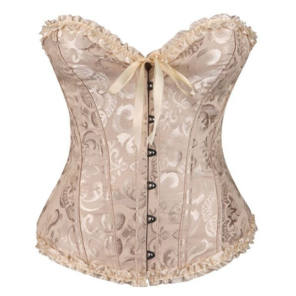 Lace-Up Gothic Corset / Floral Plus Size Corset For Women With Thong Outfit Waist