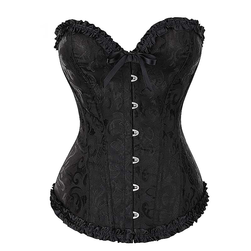 Lace-Up Gothic Corset / Floral Plus Size Corset For Women With Thong Outfit Waist