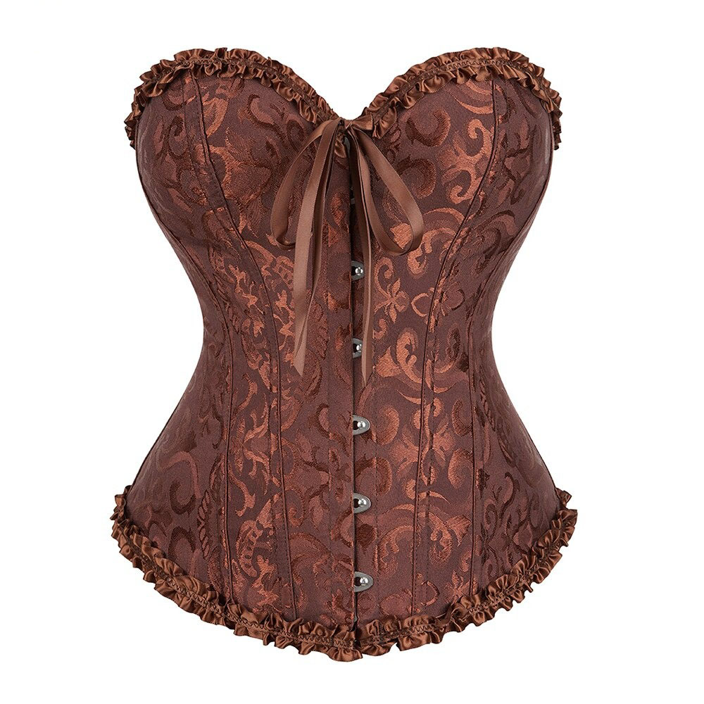 Lace-Up Gothic Corset / Floral Plus Size Corset For Women With Thong Outfit Waist