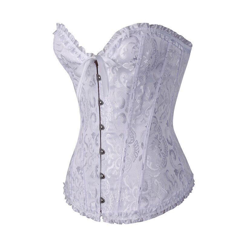 Lace-Up Gothic Corset / Floral Plus Size Corset For Women With Thong Outfit Waist