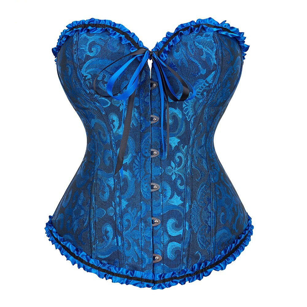 Lace-Up Gothic Corset / Floral Plus Size Corset For Women With Thong Outfit Waist