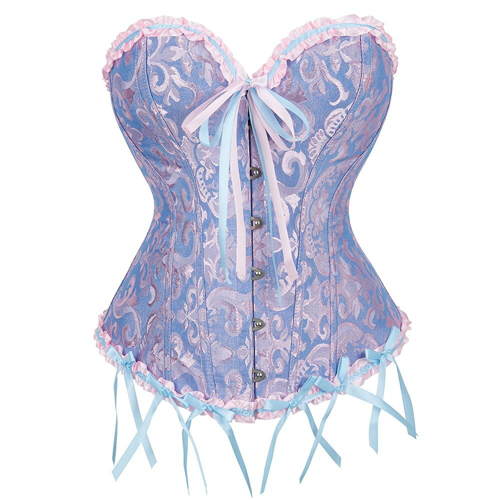 Lace-Up Gothic Corset / Floral Plus Size Corset For Women With Thong Outfit Waist