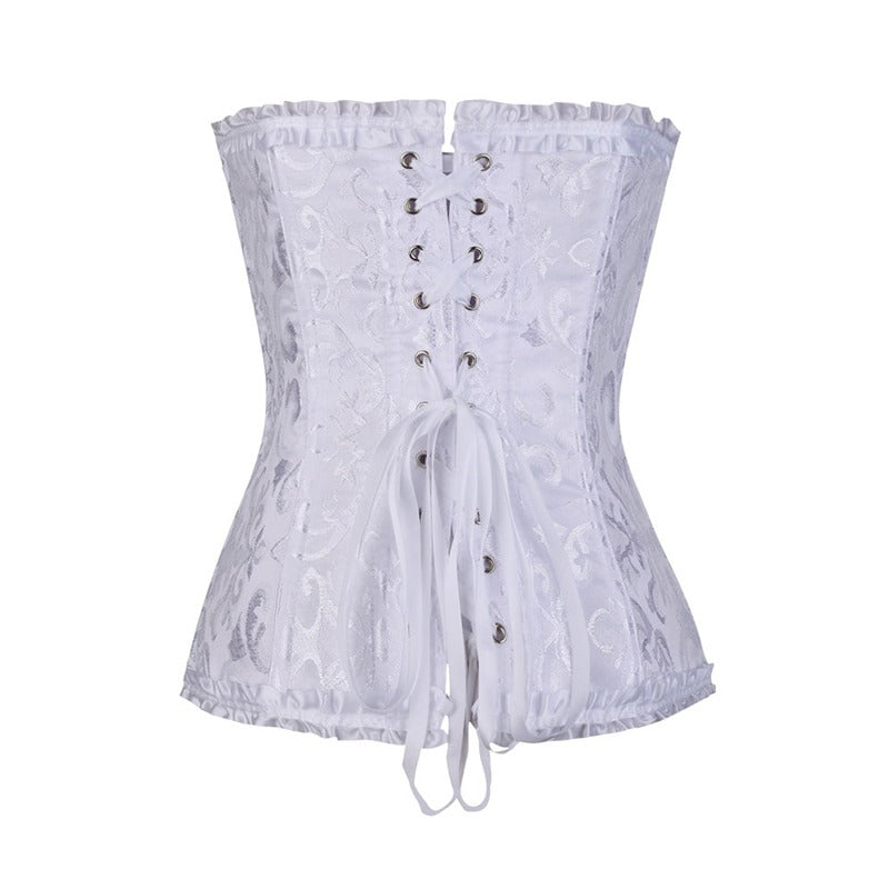Lace-Up Gothic Corset / Floral Plus Size Corset For Women With Thong Outfit Waist