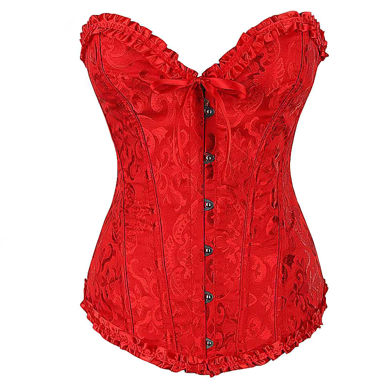 Lace-Up Gothic Corset / Floral Plus Size Corset For Women With Thong Outfit Waist