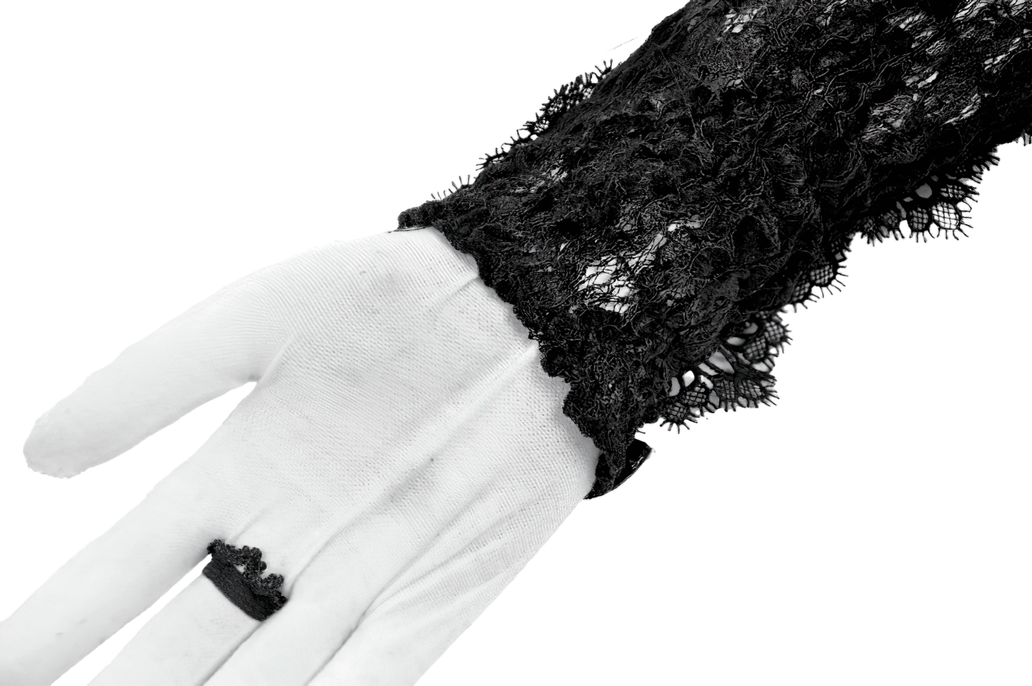 Lace-Up Long Gloves with Floral Lace and Ribbon Details