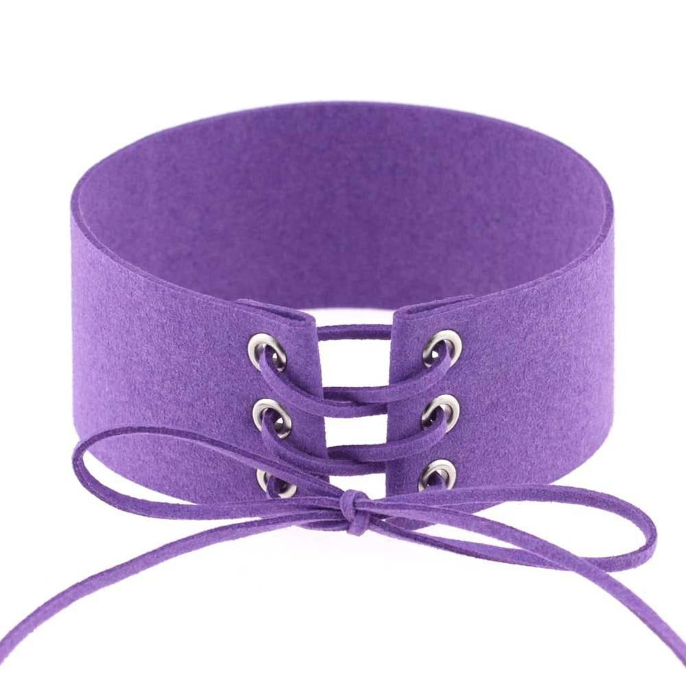 Lace-Up Velvet Choker In 11 Colors / Big Chunky Gothic Choker Necklace / Neck Jewelry