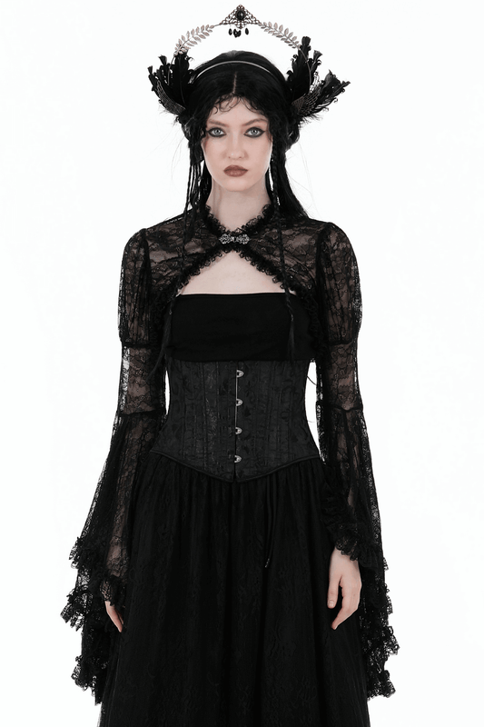 Lace Victorian Bolero Shrug Top with Long Flared Sleeves