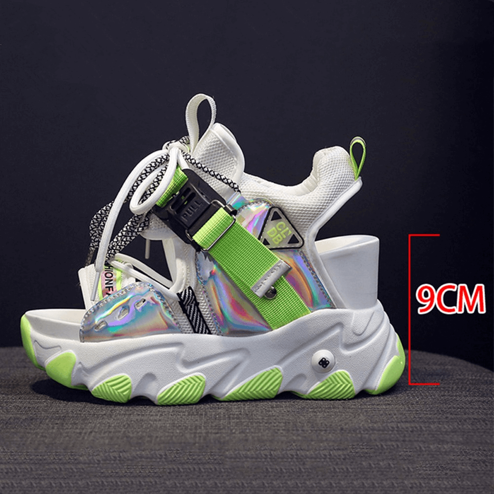 Ladies Chunky Platform Sandals With Buckle Strap / Mixed Color Women's Summer Shoes