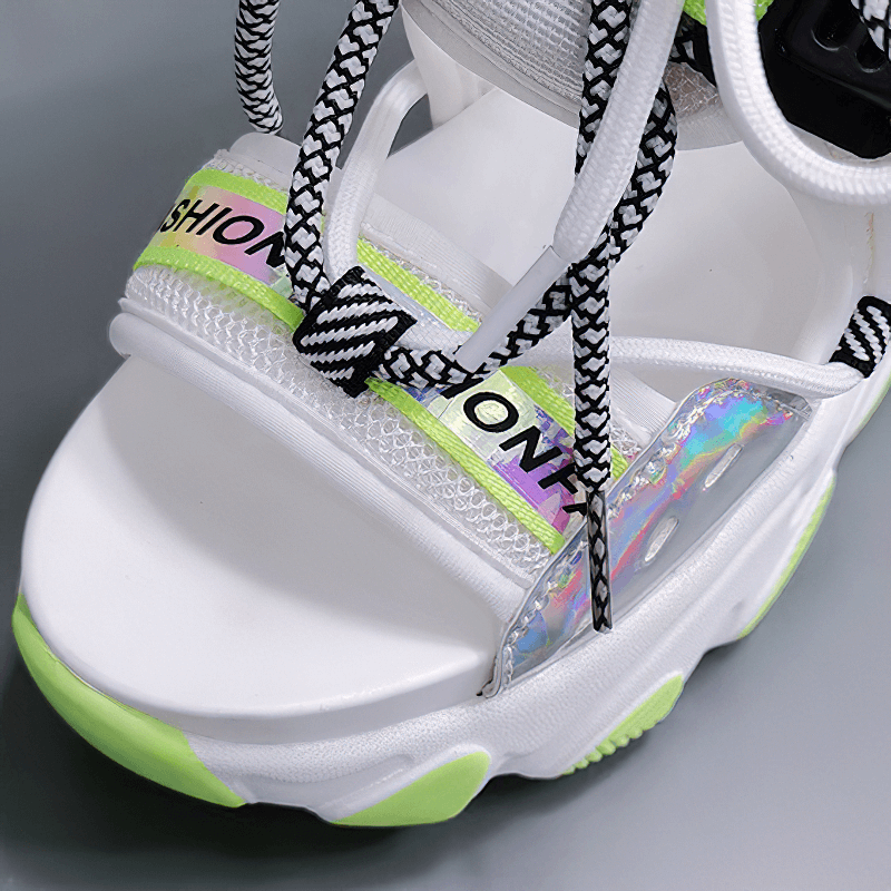 Ladies Chunky Platform Sandals With Buckle Strap / Mixed Color Women's Summer Shoes