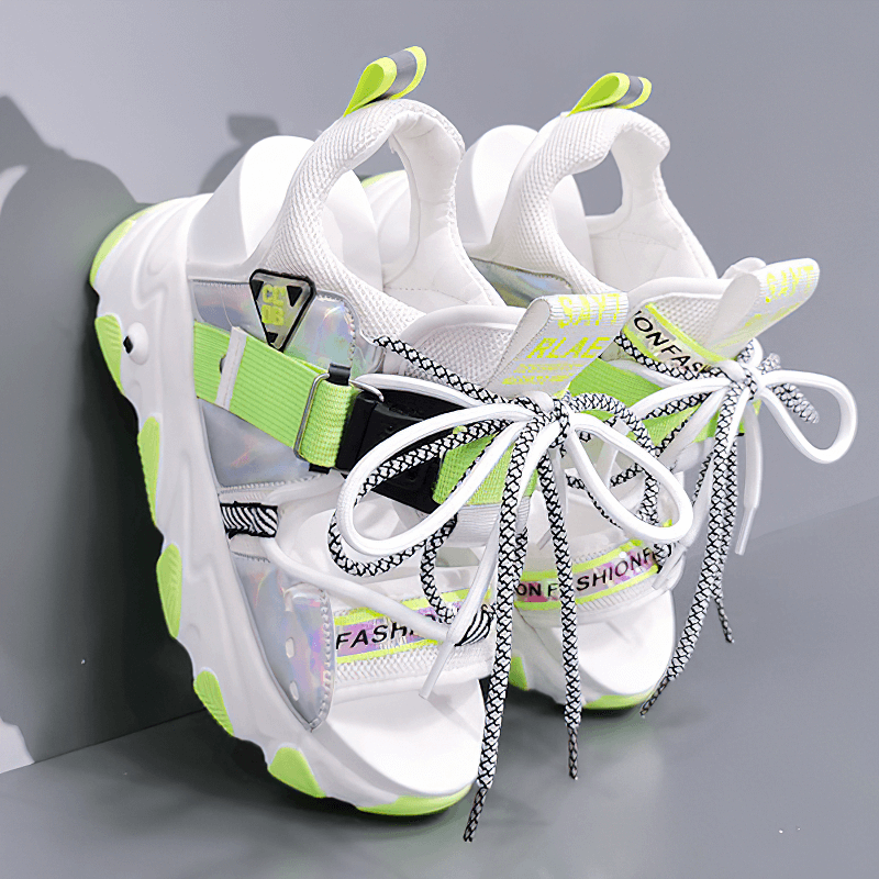 Ladies Chunky Platform Sandals With Buckle Strap / Mixed Color Women's Summer Shoes