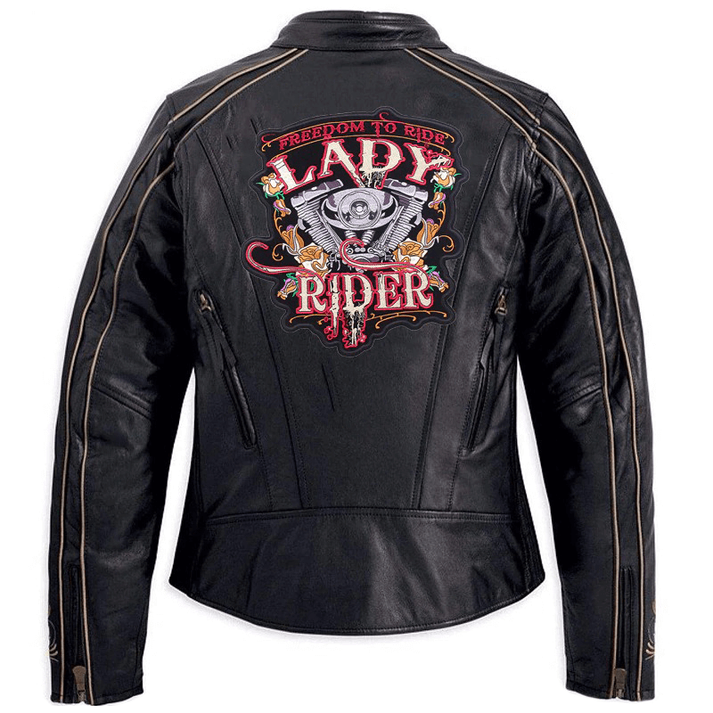 Lady Rider Print Iron-On Patch For Jackets / Large Embroidered Biker Patches For Clothes