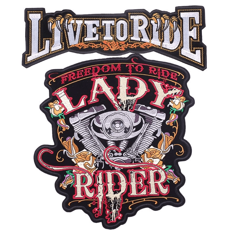 Lady Rider Print Iron-On Patch For Jackets / Large Embroidered Biker Patches For Clothes